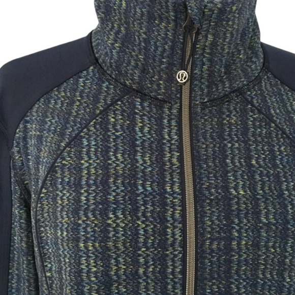 Lululemon Zip Up Jacket, Blue Green Zig Zag Print